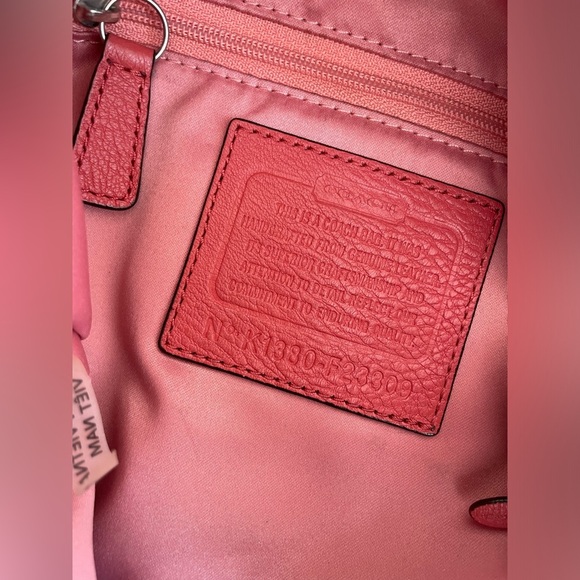 Coach Vibrant Coral Leather Hobo Bag NWOT - Picture 5 of 8